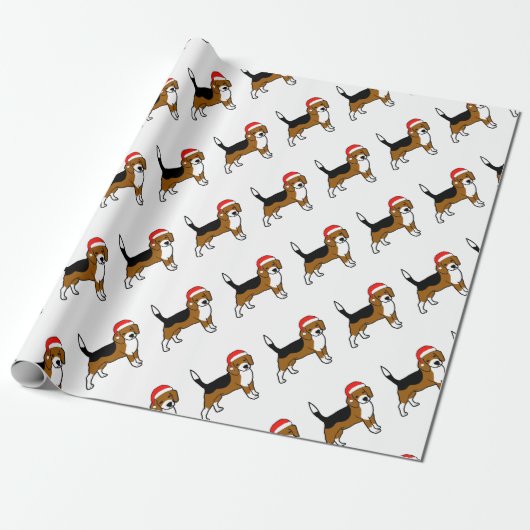 Beagle met Santa hat Cadeaupapier (Uitgerold)