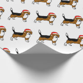 Beagle met Santa hat Cadeaupapier (Hoek)
