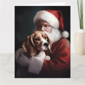 Beagle met Sinterklaas Feestelijke Kerstmis Kaart (Voorkant)