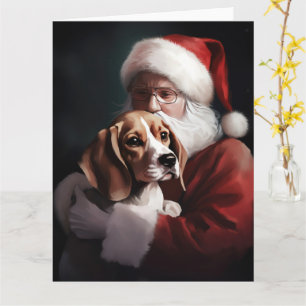 Beagle met Sinterklaas Feestelijke Kerstmis Kaart