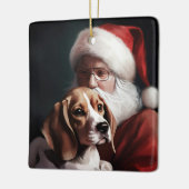 Beagle met Sinterklaas Feestelijke Kerstmis Keramisch Ornament (Links)
