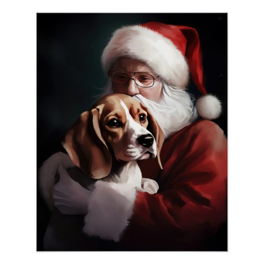Beagle met Sinterklaas Feestelijke Kerstmis Perfect Poster (Voorkant)