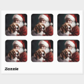 Beagle met Sinterklaas Feestelijke Kerstmis Vierkante Sticker (Vel)