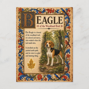 Beagle, Middeleeuwse Bestiarium Kunst Briefkaart