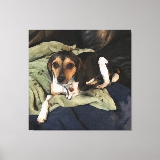 Beagle Mix Hond Low-Poly digitale kunst Canvas Afdruk (Voorkant)