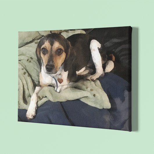 Beagle Mix Hond Low-Poly digitale kunst Canvas Afdruk
