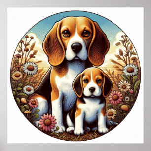 Beagle Mom en Pup 5000 2X Poster