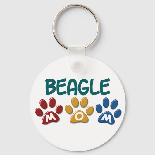 BEAGLE MOM Paw Print Sleutelhanger (Voorkant)