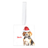 Beagle Name Two Photo Kerstvakantie Kubus Ornament (Voorkant)