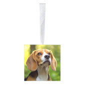 Beagle Name Two Photo Kerstvakantie Kubus Ornament (Rechts)