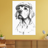 Beagle Newsboy Marble Statue Canvas Art Afdruk (Insitu (Woonkamer))