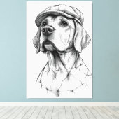 Beagle Newsboy Marble Statue Canvas Art Afdruk (Insitu (Houten vloer))