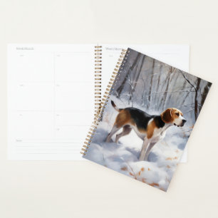 Beagle Noël sous la neige