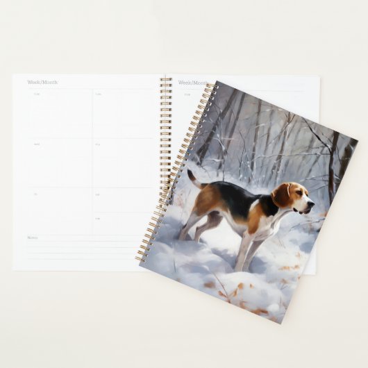 Beagle Noël sous la neige (Devant avec enveloppe)