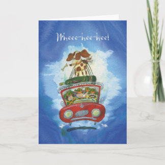 Beagle op de auto - Grappige verjaardag Kaart