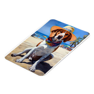 Beagle op het strand, zomer cadeau voor hondenlief magneet