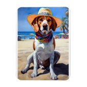 Beagle op het strand, zomercadeau voor hondenliefh magneet (Verticaal)