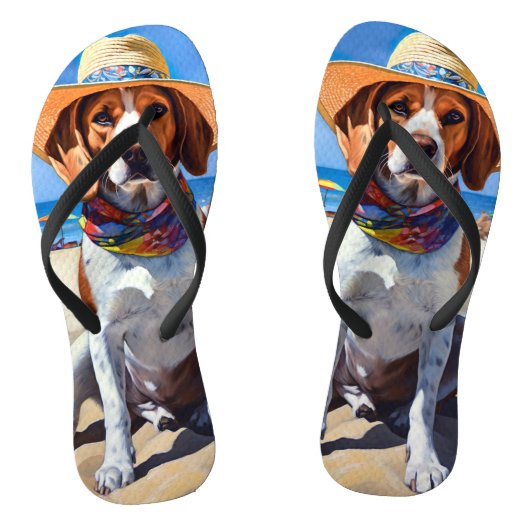 Beagle op het strand, zomercadeau voor hondenliefh teenslippers (Voetbed)