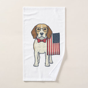 Beagle patriotique avec drapeau vintage vector art