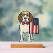 Beagle patriotique avec drapeau vintage vector art (Neutre)