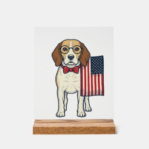 Beagle patriotique avec drapeau vintage vector art