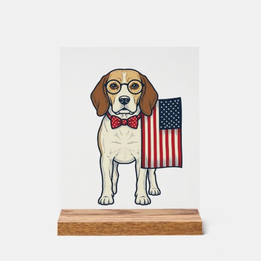 Beagle patriotique avec drapeau vintage vector art (Recto)