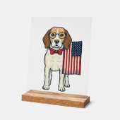 Beagle patriotique avec drapeau vintage vector art (Angle)