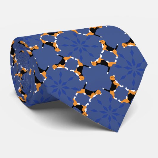 Beagle Pattern blue Stropdas (Opgerold)
