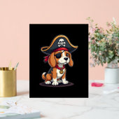 Beagle Pirate Costume Jolly Roger Flag Skull Cross Acryl Bord (Huwelijk)