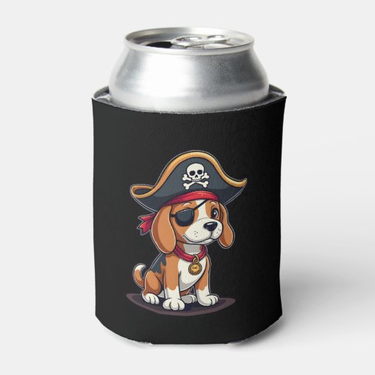 Beagle Pirate Costume Jolly Roger Flag Skull Cross Blikjeskoeler (Blikje Voorkant)