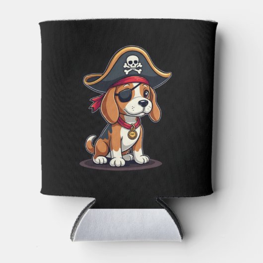 Beagle Pirate Costume Jolly Roger Flag Skull Cross Blikjeskoeler (Voorkant)