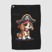Beagle Pirate Costume Jolly Roger Flag Skull Cross Golfhanddoek (Voorkant)