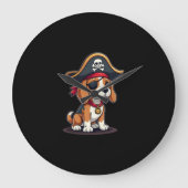 Beagle Pirate Costume Jolly Roger Flag Skull Cross Grote Klok (Voorkant)