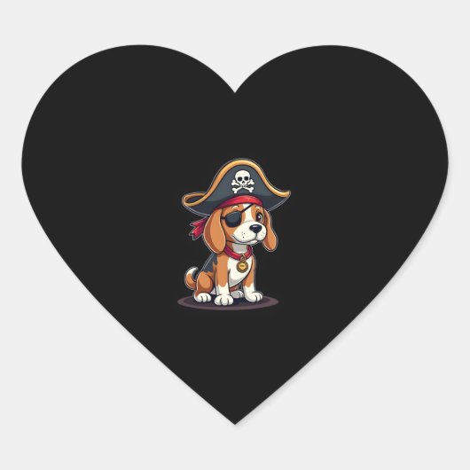 Beagle Pirate Costume Jolly Roger Flag Skull Cross Hart Sticker (Voorkant)