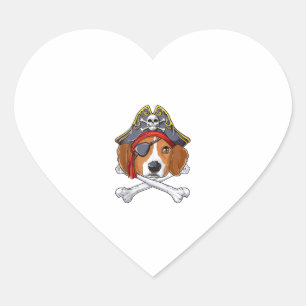 Beagle Pirate Costume Jolly Roger Flag Skull Cross Hart Sticker