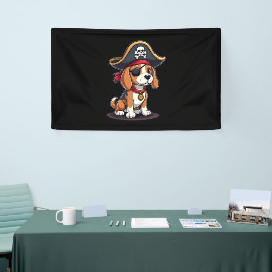 Beagle Pirate Costume Jolly Roger Flag Skull Cross Spandoek (Beurs)