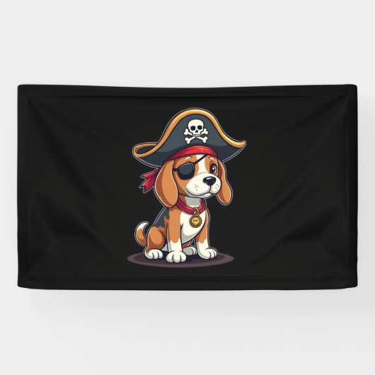 Beagle Pirate Costume Jolly Roger Flag Skull Cross Spandoek (Horizontaal)