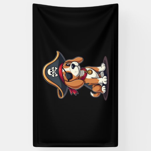 Beagle Pirate Costume Jolly Roger Flag Skull Cross Spandoek (Verticaal)