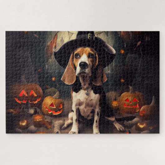 Beagle pompoenen Halloween eng Legpuzzel (Horizontaal)