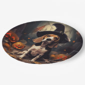 Beagle pompoenen Halloween eng Papieren Bordje (Gekanteld)
