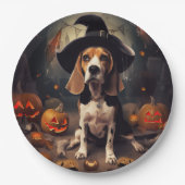 Beagle pompoenen Halloween eng Papieren Bordje (Voorkant)