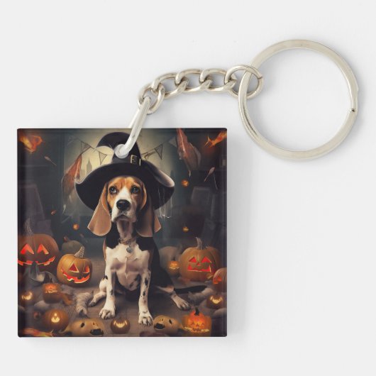 Beagle pompoenen Halloween eng Sleutelhanger (Achterkant)