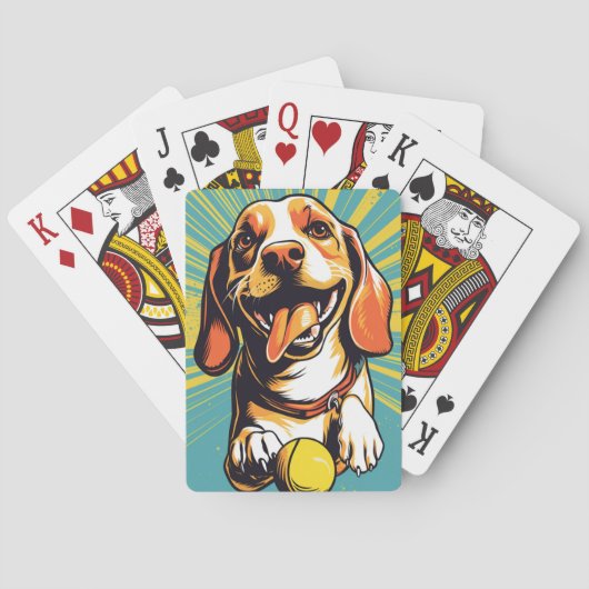 Beagle Pop Art Fun & Energetisch Ontwerp voor Hond Pokerkaarten (Achterkant)