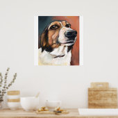 Beagle Portrait | Tekening van gekleurd potlood Poster (Keuken)
