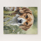 Beagle portret in het gras legpuzzel (Horizontaal)