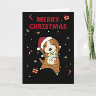 Beagle Prettig Kerstfeest Winter Dieren Hond Kaart