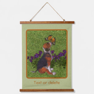 Beagle Puppy Butterflies Dog Art gepersonaliseerd Hangend Wandkleed