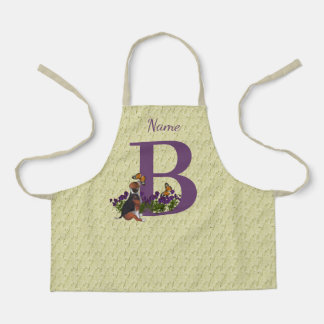 Beagle Puppy Butterflies Monogram Initiaal B Naam Schort