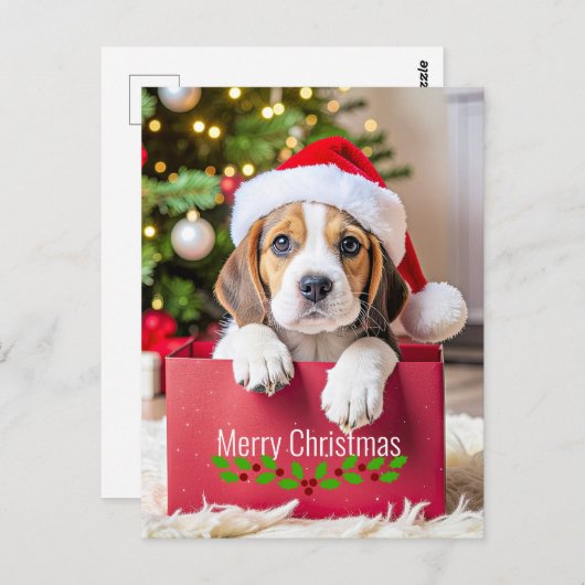 Beagle Puppy Christmas Design, Briefkaart (Voorkant / Achterkant)