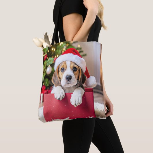 Beagle Puppy Christmas Design, Draagtas (Dichtbij)